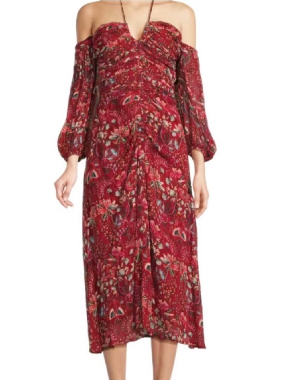 Maria Cher Palermo Toribia Midi Dress - Red Berri